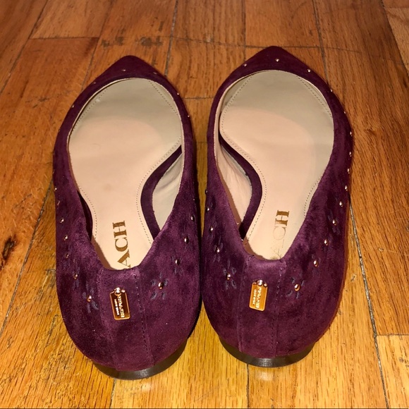 SOLD Coach |Maroon crushed velvet flats - Picture 3 of 4